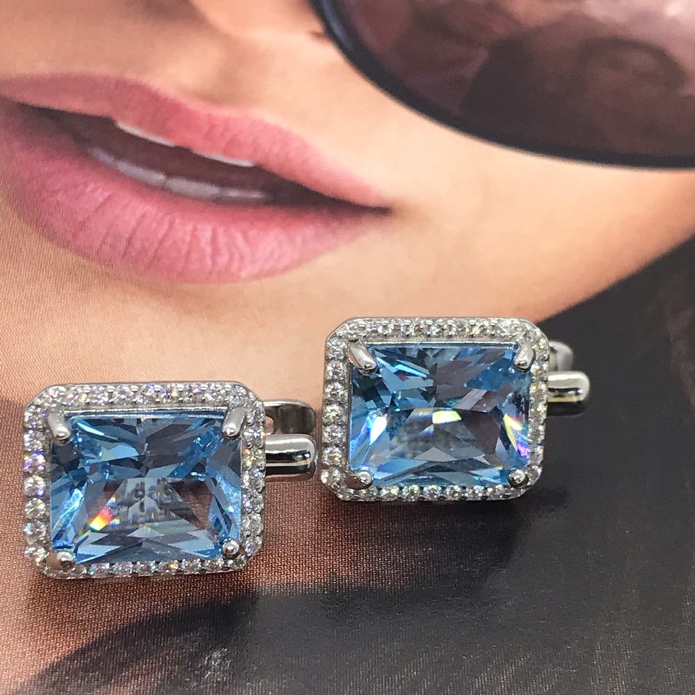 Sky Blue Topaz S925 CZ Earrings - Picture 4 of 8